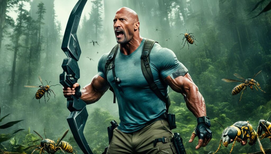 Dwayne Johnson battling giant insects in The Insects movie